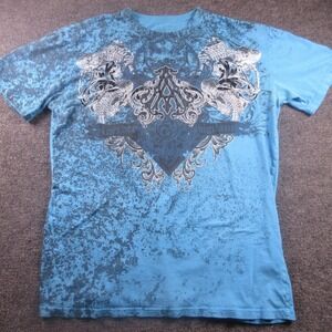 Archaic Affliction Shirt Mens XL Blue Tattoo Eagle Gothic Graphic Tee Allover